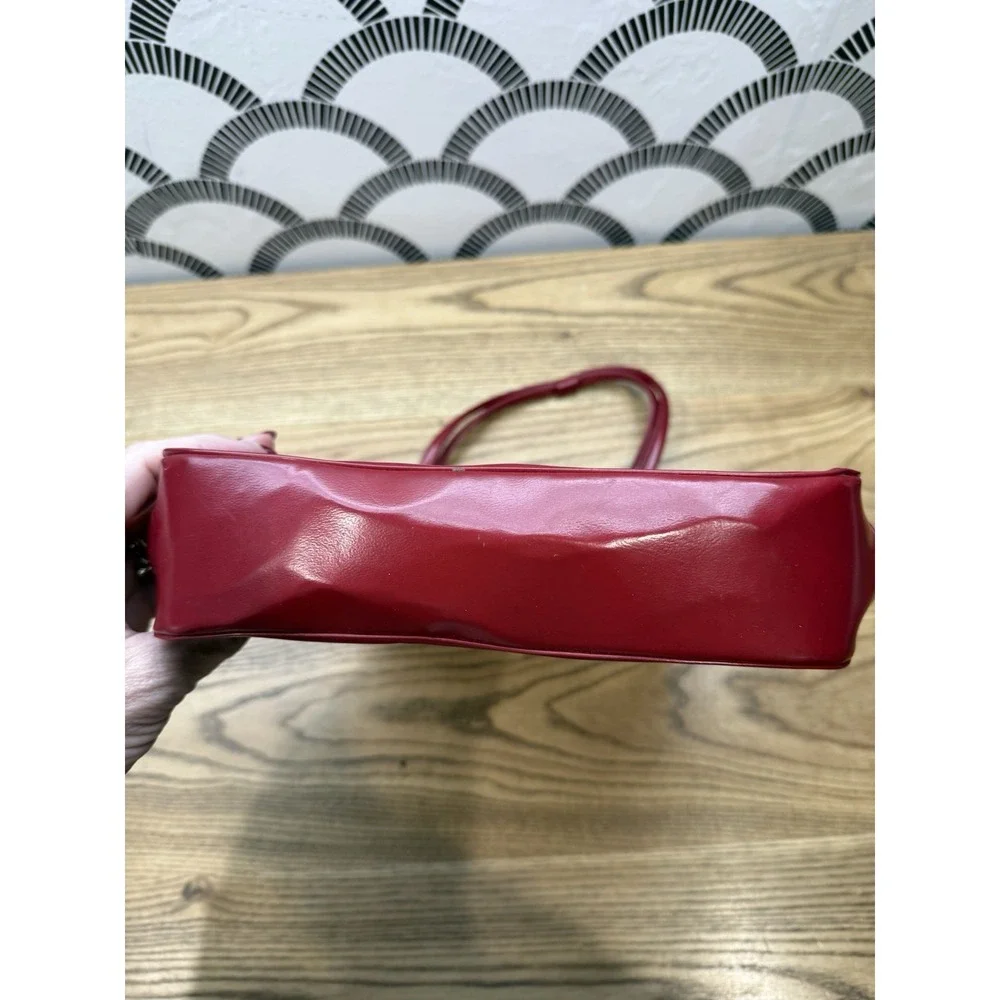 VTG 1950s red leather Dofanette frame hinged handbag purse France‎ Granny